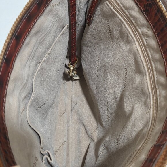 Michael Kors Fall Color Croc Embossed Dillon Satchel Tote Over the Shoulder - Picture 7 of 16